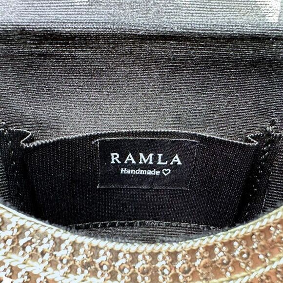 RAMLA Handmade Mosaic Silver Clutch / Crossbody Bag - 7” x 5.5” x 1.5” - Picture 4 of 7